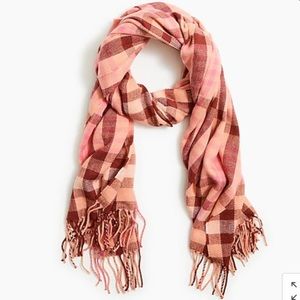 J. Crew Classic Plaid Scarf in Pink Brown